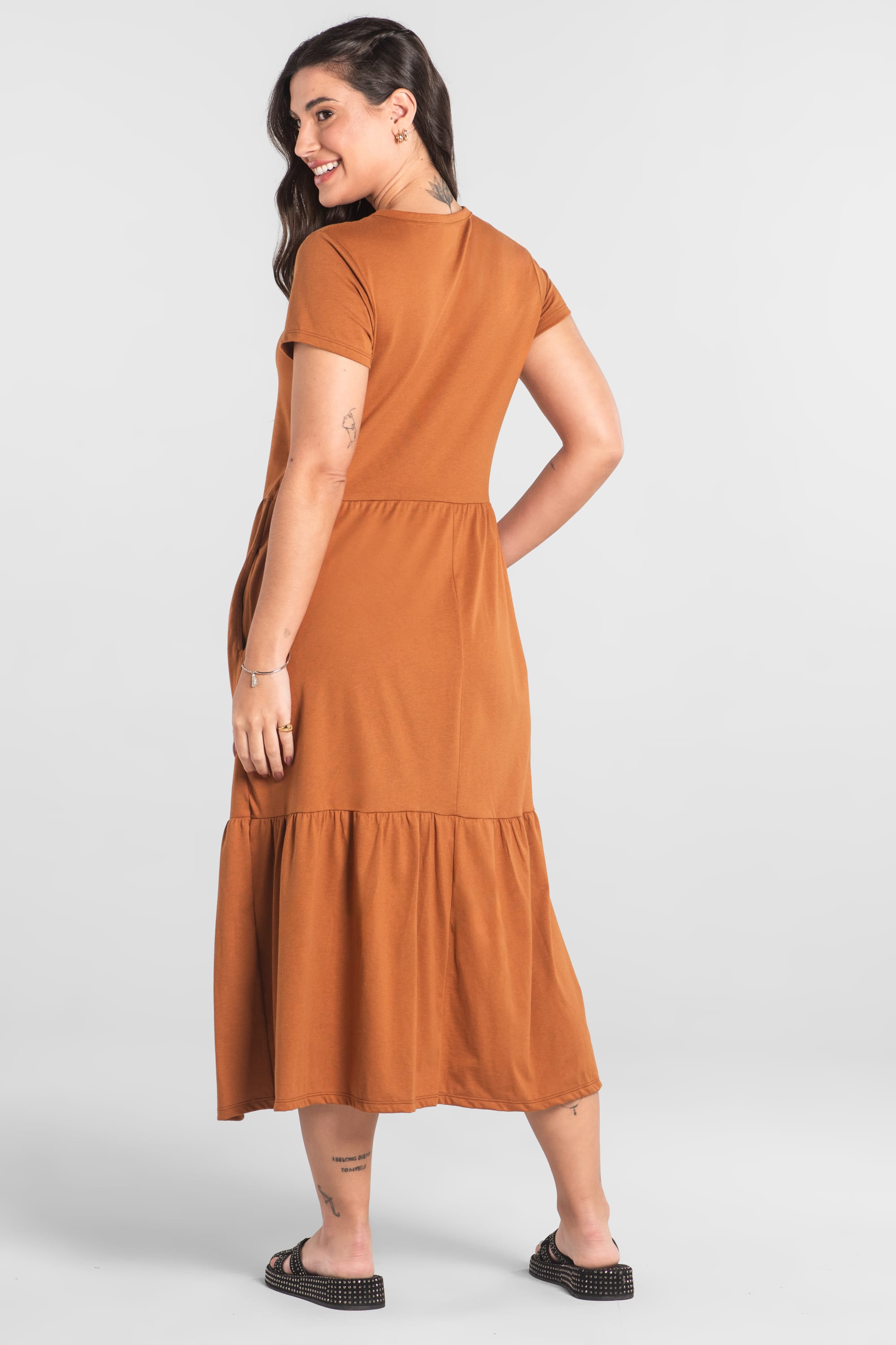 Vestido Marias Longo em Algodão (Marrom) Just Basic - Imagem 8